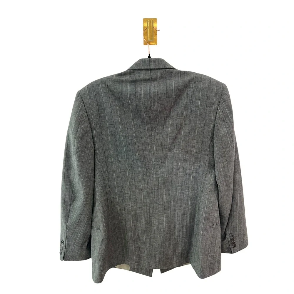 Vintage Pierre Cardin Blazer 100% Wool Pinstripe Double Breasted Gray Men's 40R